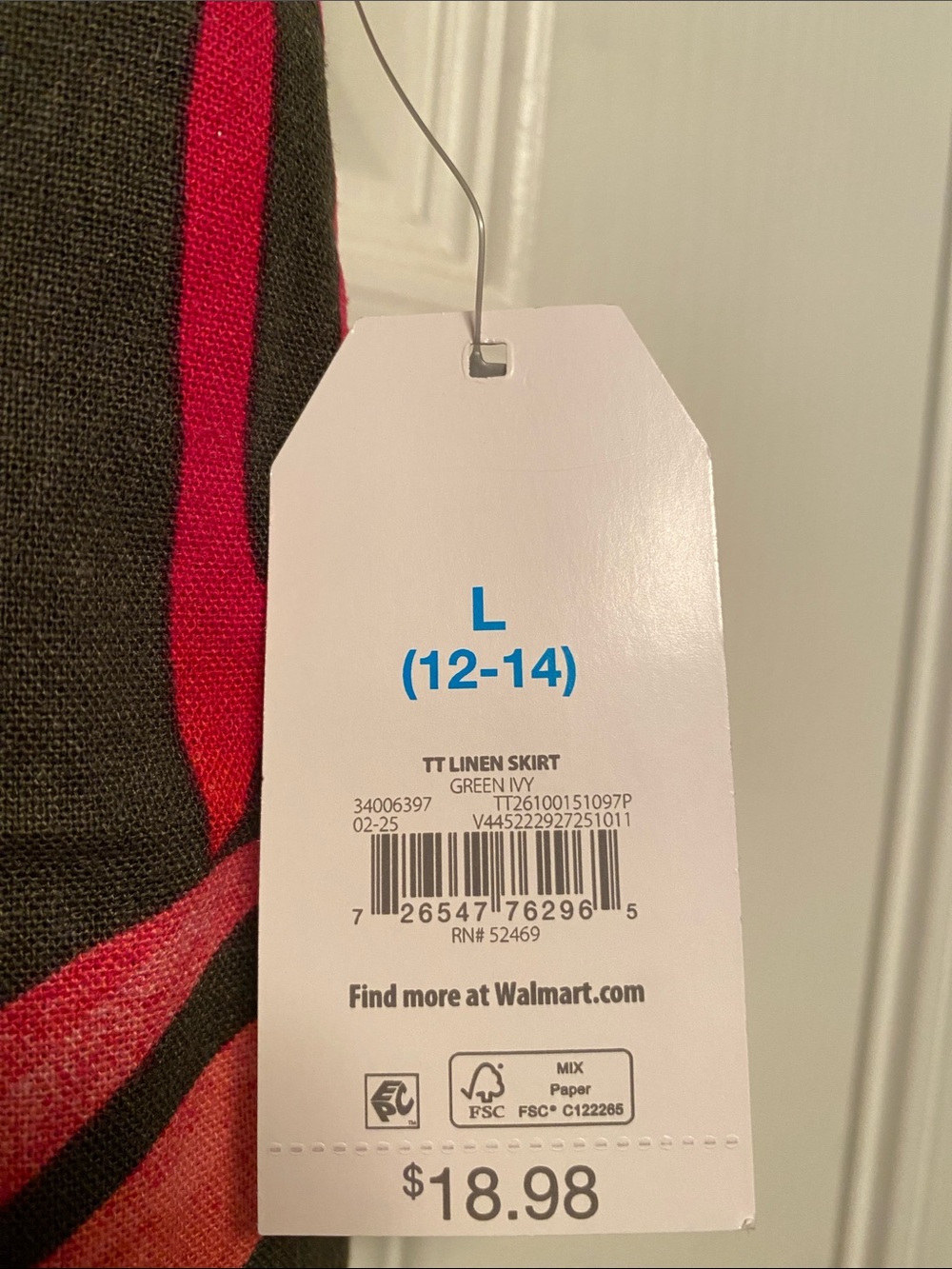 Time and Tru Pull On Skirt with Tropical Leaf Print…size L (12-14) - Picture 6 of 6